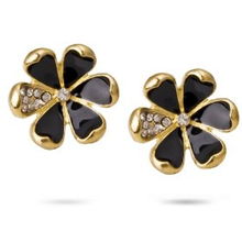 愛情魔法 鑲鉆黑瓣花合金耳環(huán)的日常珠寶魅力